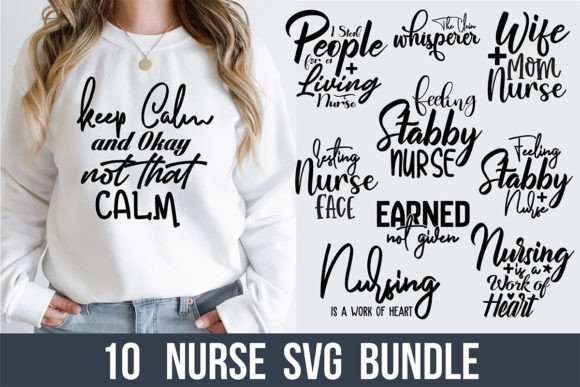 10 Nurse SVG Bundle for T-Shirt Designs